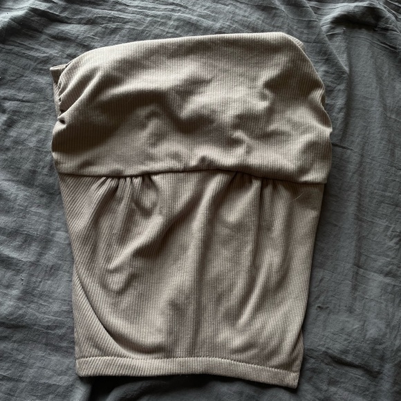 Beige Ribbed Tube Top - Picture 1 of 3